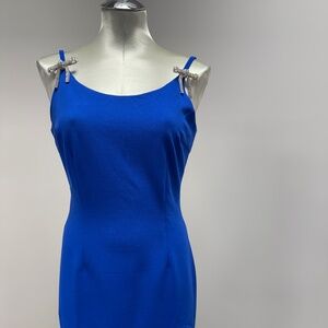 NWT She & Sky Royal Blue Sheath Dress with Rhinestone Bows